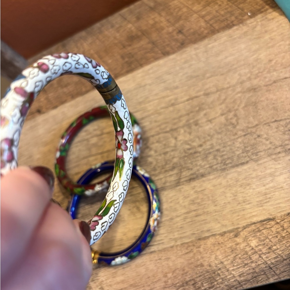 Vintage Cloisonn Bangles From China View 5